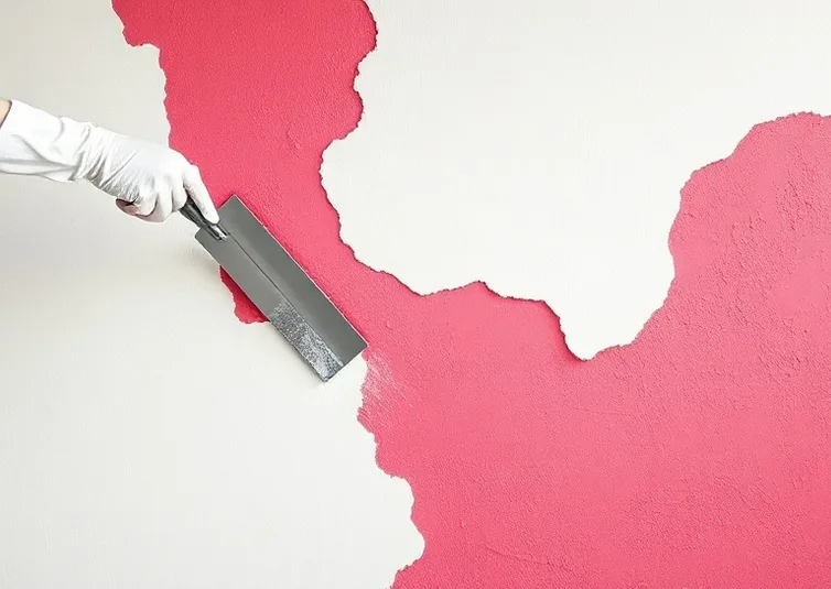 Application d'un enduit décoratif à la lisseuse sur un mur